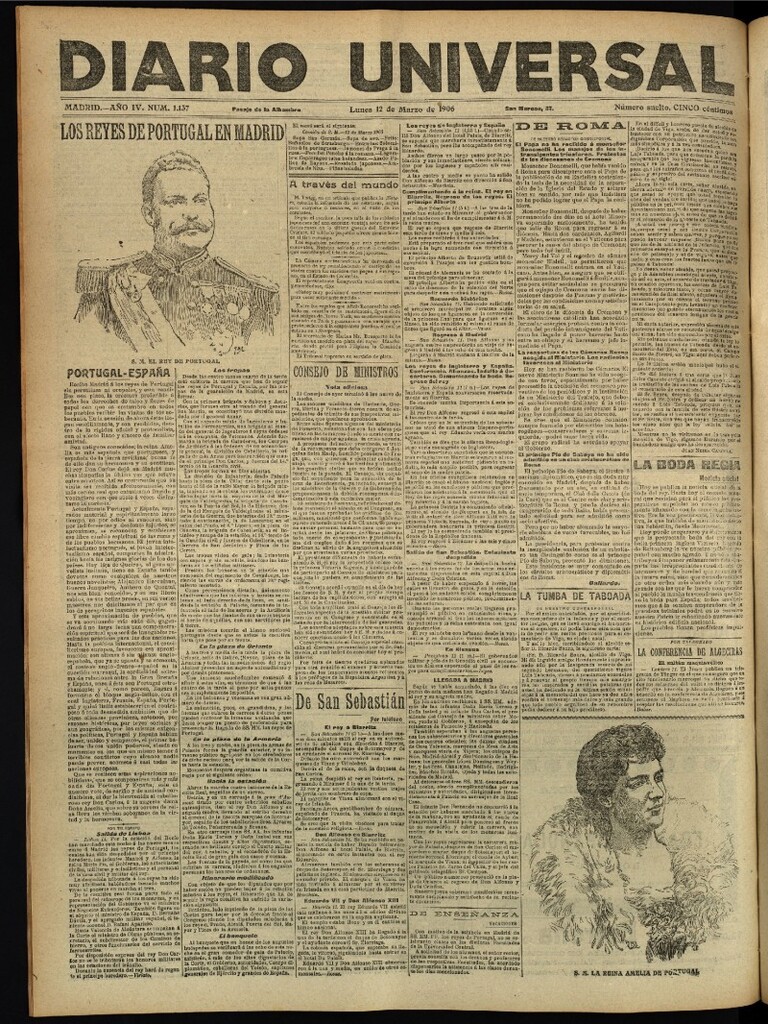 Miniatura de Diario Universal del 12 de marzo de 1906, edición de tarde