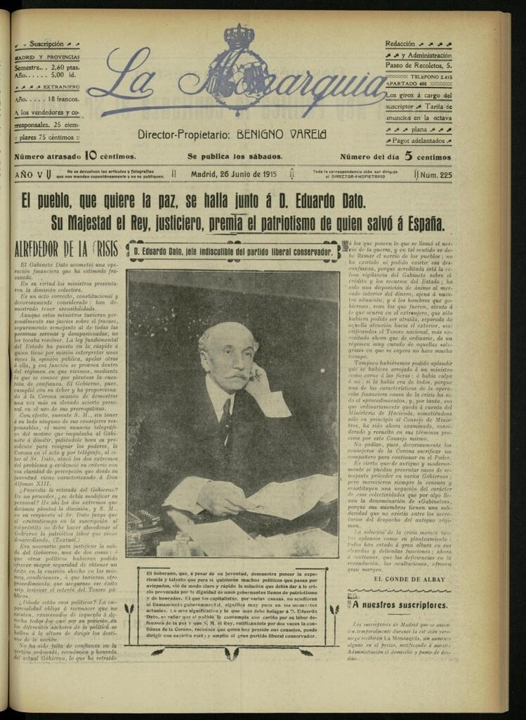 Miniatura de La Monarquía del 26 de junio de 1915, nº 225