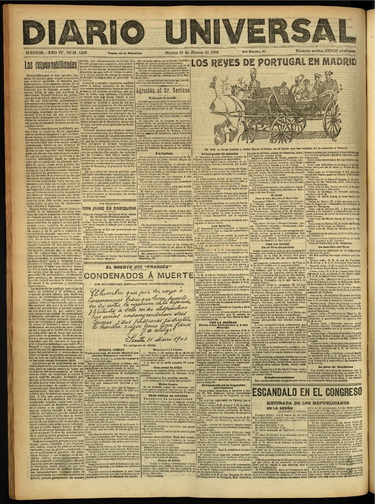 Miniatura de Diario Universal del 13 de marzo de 1906, edición de noche