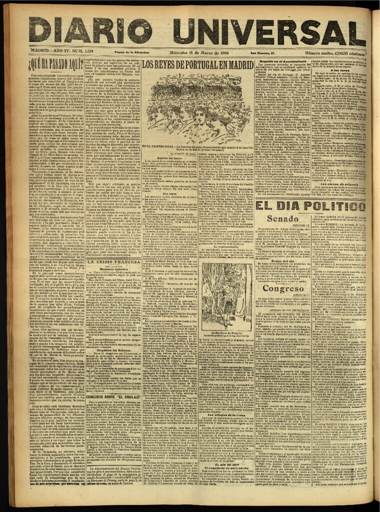 Miniatura de Diario Universal del 14 de marzo de 1906, edición de noche