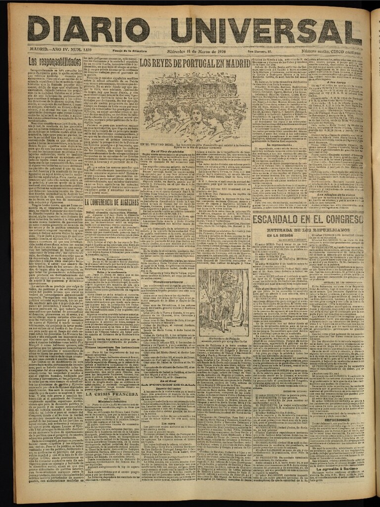 Miniatura de Diario Universal del 14 de marzo de 1906, edición de tarde