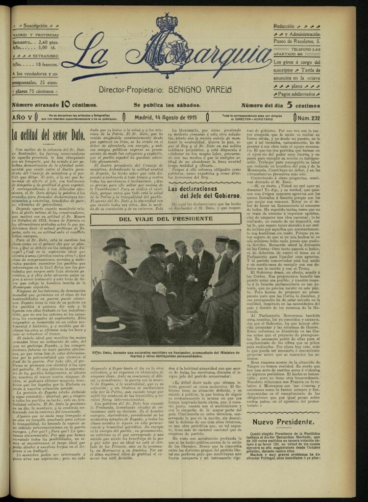 Miniatura de La Monarquía del 14 de agosto de 1915, nº 232