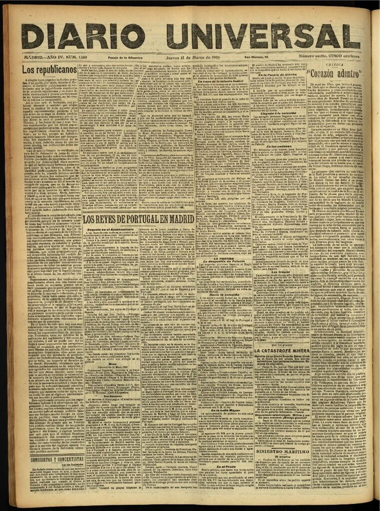 Miniatura de Diario Universal del 15 de marzo de 1906, edición de noche