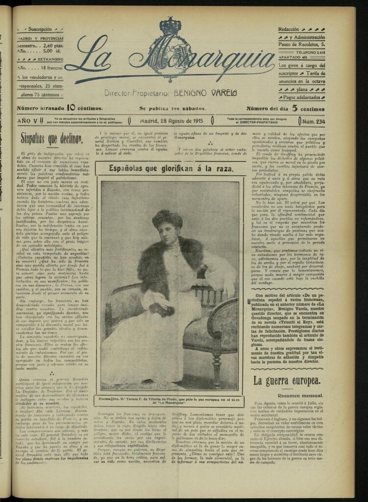 Miniatura de La Monarquía del 28 de agosto de 1915, nº 234