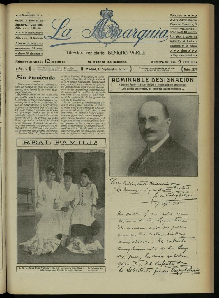 Miniatura de La Monarquía del 17 de septiembre de 1915, nº 237
