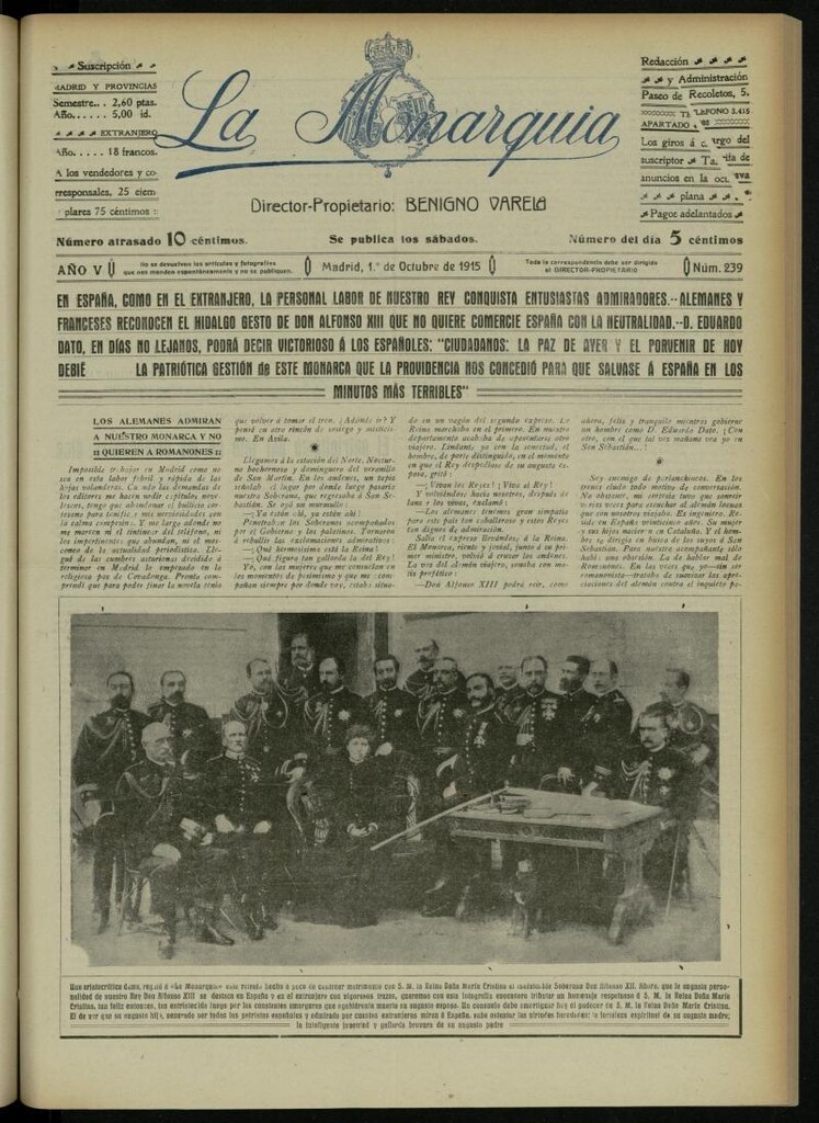 Miniatura de La Monarquía del 1 de octubre de 1915, nº 239