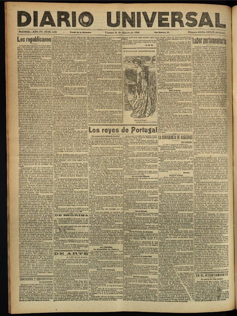 Miniatura de Diario Universal del 16 de marzo de 1906, edición de tarde