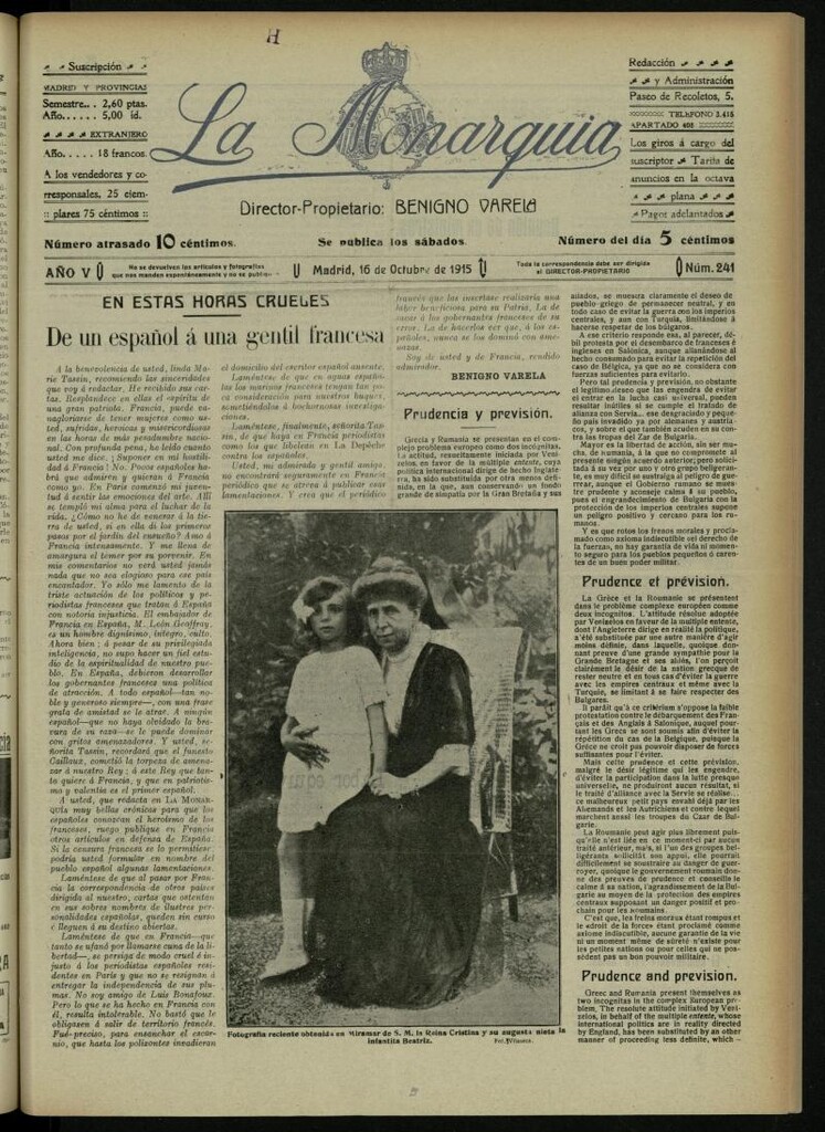 Miniatura de La Monarquía del 16 de octubre de 1915, nº 241