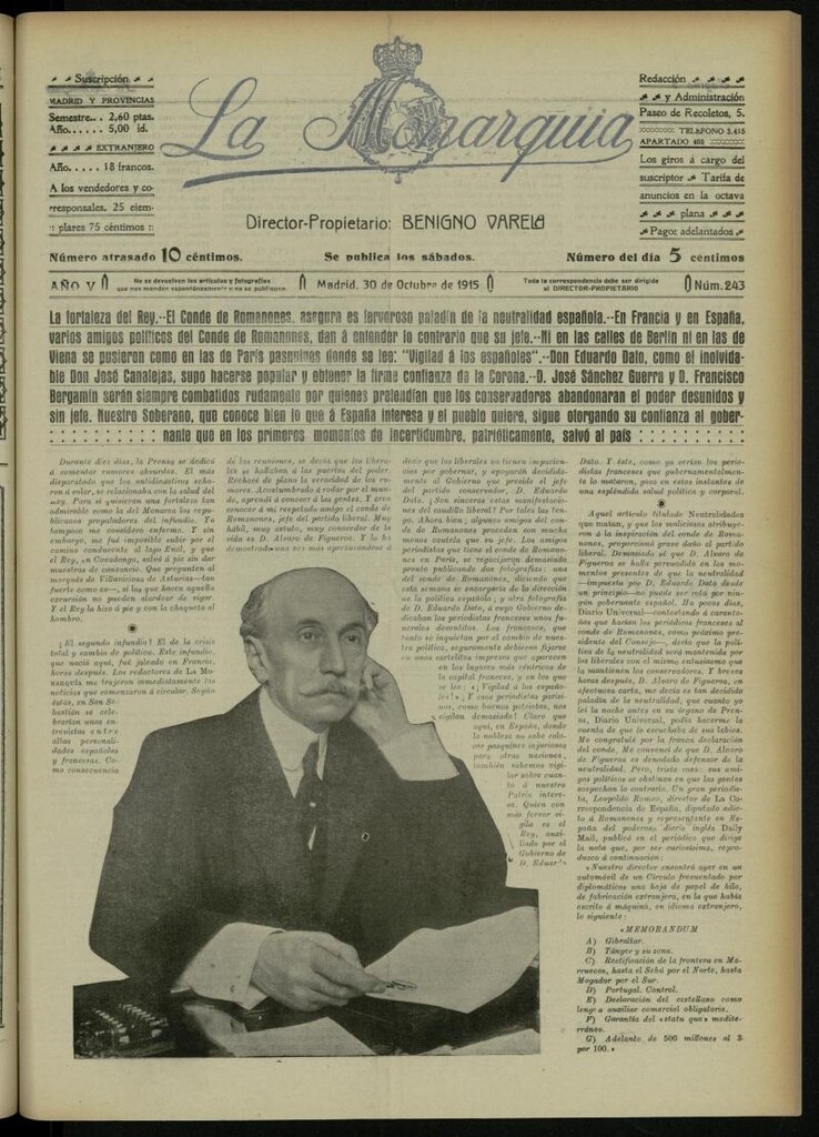 Miniatura de La Monarquía del 30 de octubre de 1915, nº 243