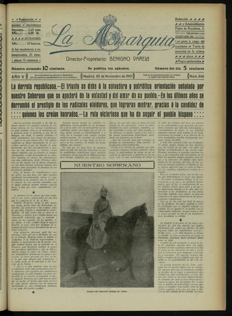 Miniatura de La Monarquía del 20 de noviembre de 1915, nº 246