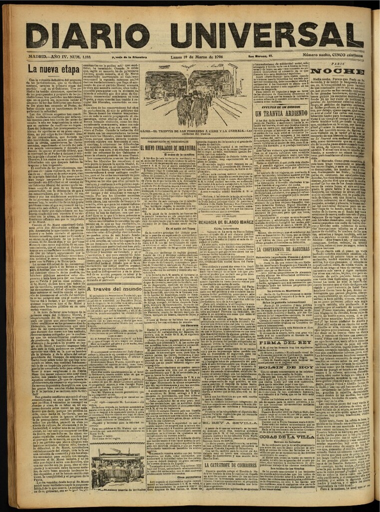 Miniatura de Diario Universal del 19 de marzo de 1906, edición de noche