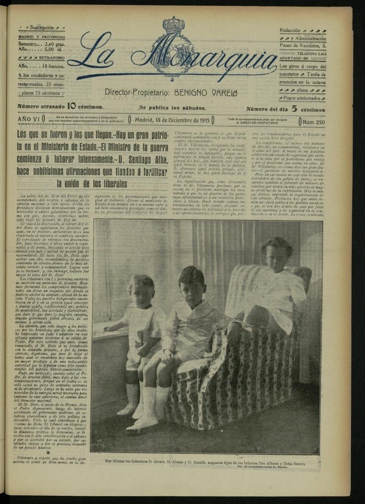 Miniatura de La Monarquía del 18 de diciembre de 1915, nº 250