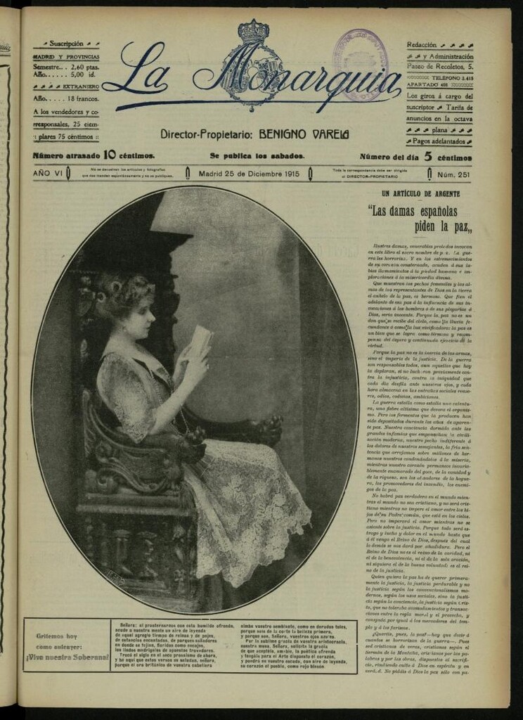 Miniatura de La Monarquía del 25 de diciembre de 1915, nº 251