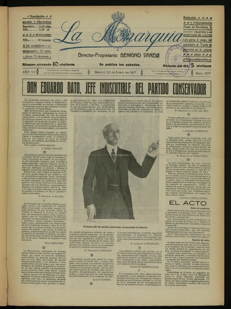 Miniatura de La Monarquía del 20 de enero de 1917, nº 307