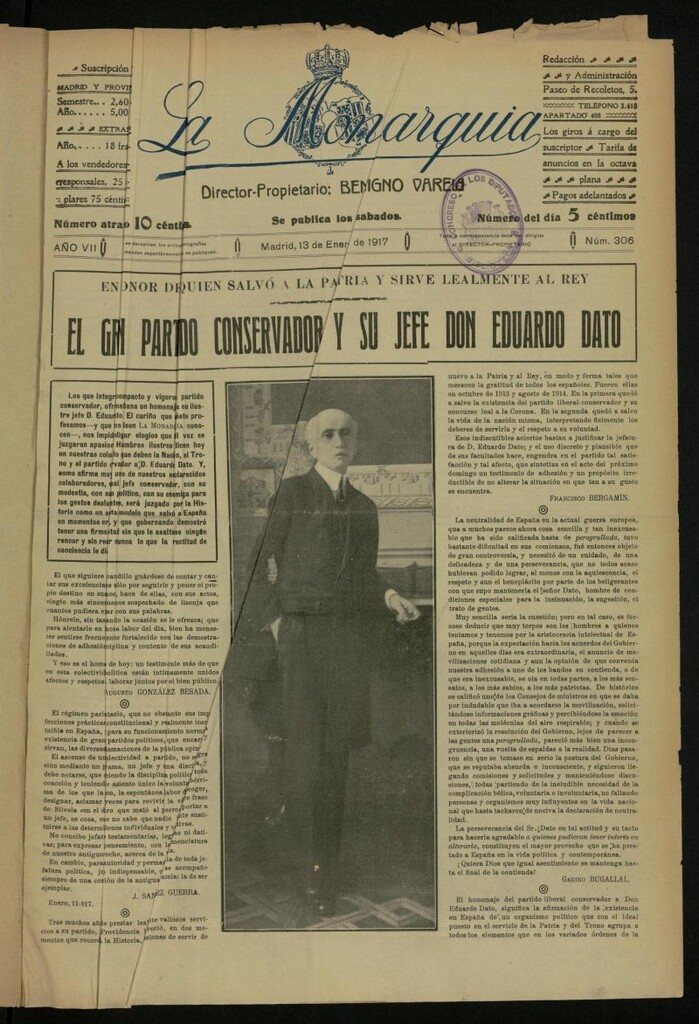 Miniatura de La Monarquía del 13 de enero de 1917, nº 306