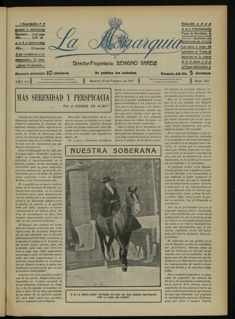 Miniatura de La Monarquía del 10 de febrero de 1917, nº 310