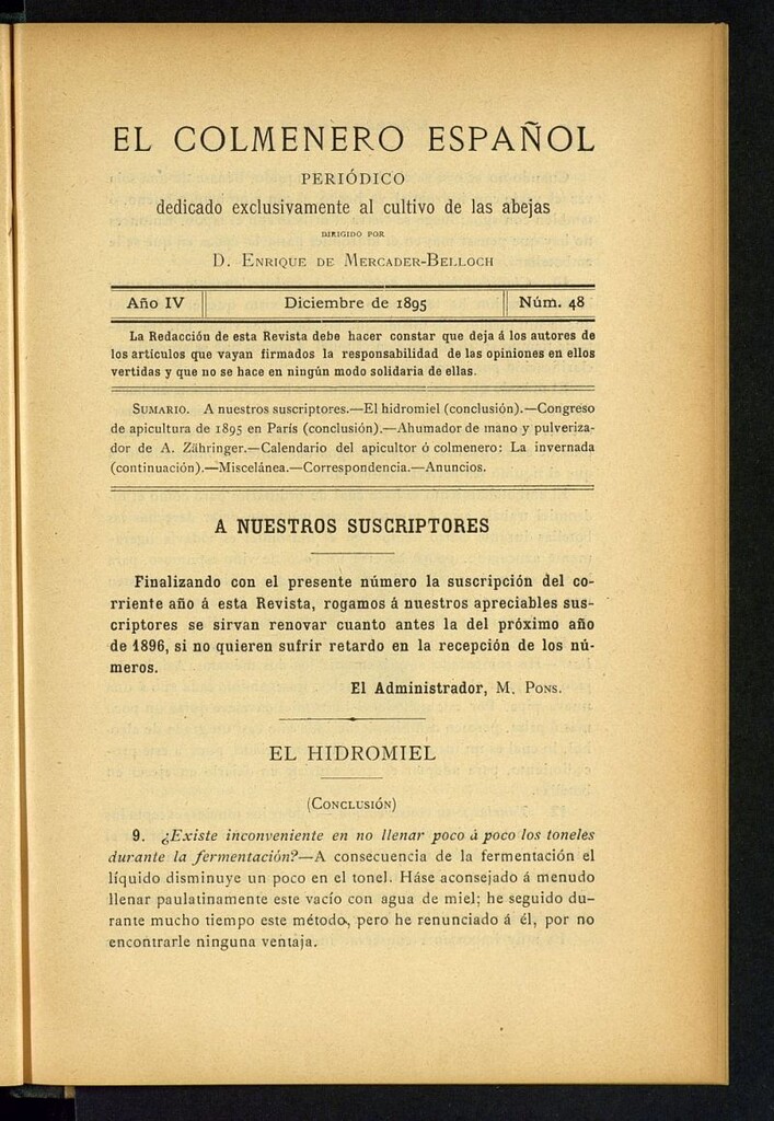 Miniatura de El Colmenero Español de diciembre de 1895