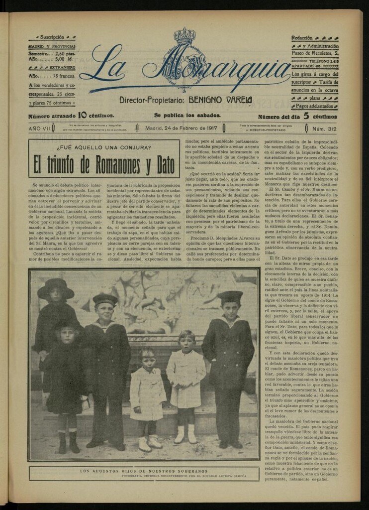 Miniatura de La Monarquía del 24 de febrero de 1917, nº 312