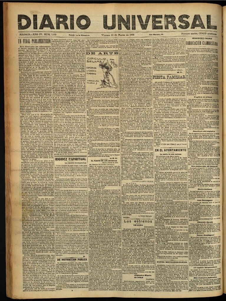 Miniatura de Diario Universal del 23 de marzo de 1906, edición de noche