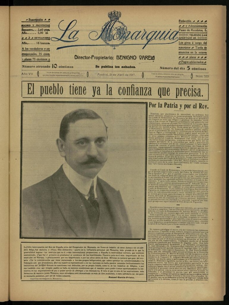 Miniatura de La Monarquía del 21 de abril de 1917, nº 320