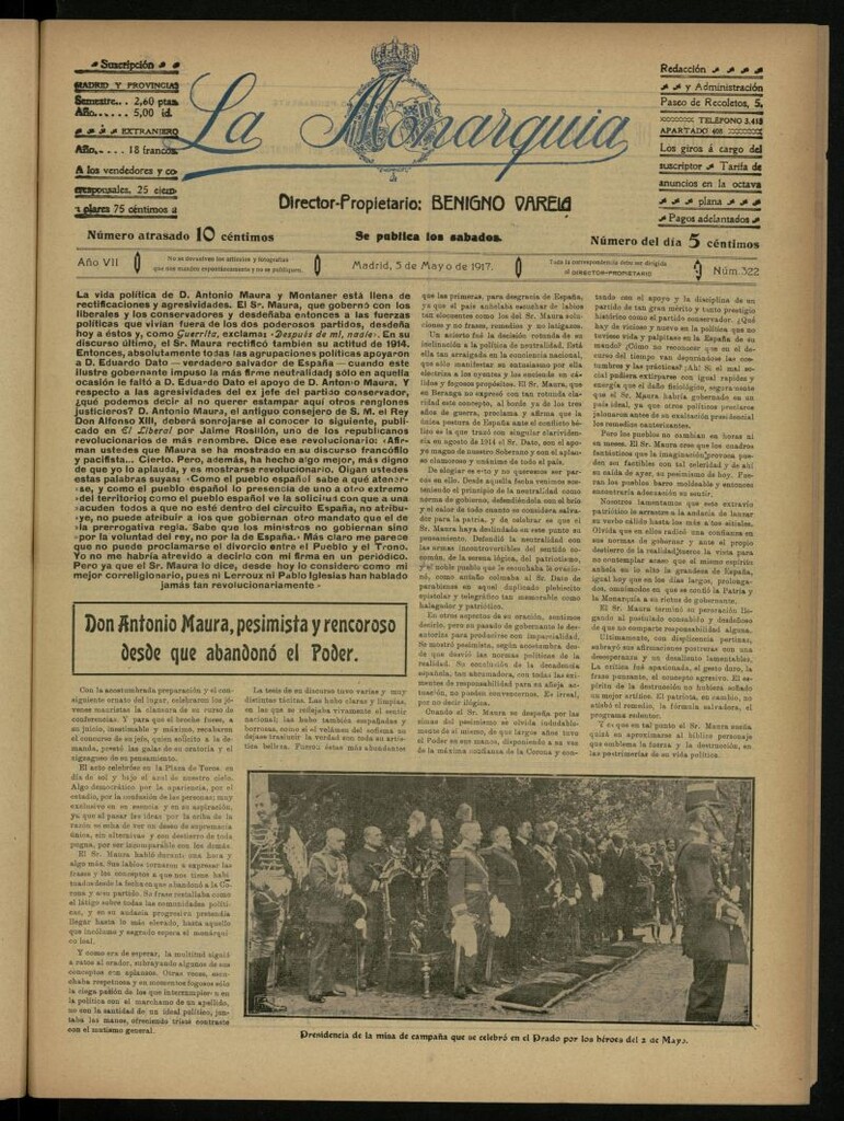Miniatura de La Monarquía del 5 de mayo de 1917, nº 322