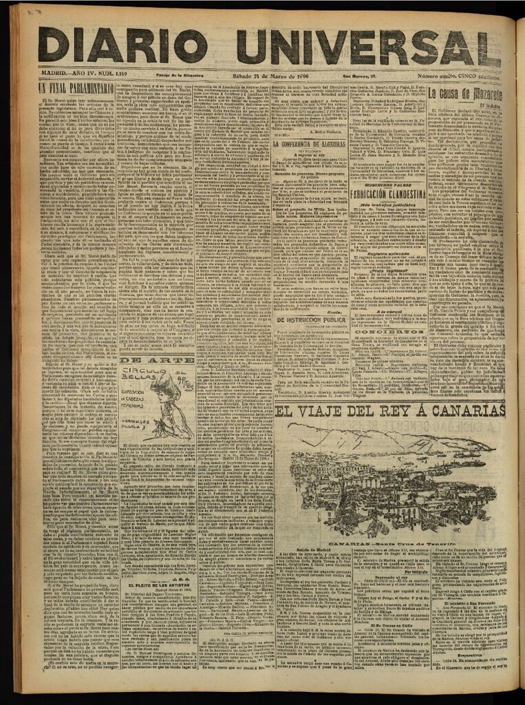 Miniatura de Diario Universal del 24 de marzo de 1906, edición de tarde