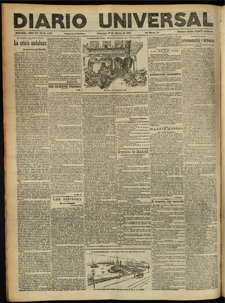 Miniatura de Diario Universal del 25 de marzo de 1906, edición de noche