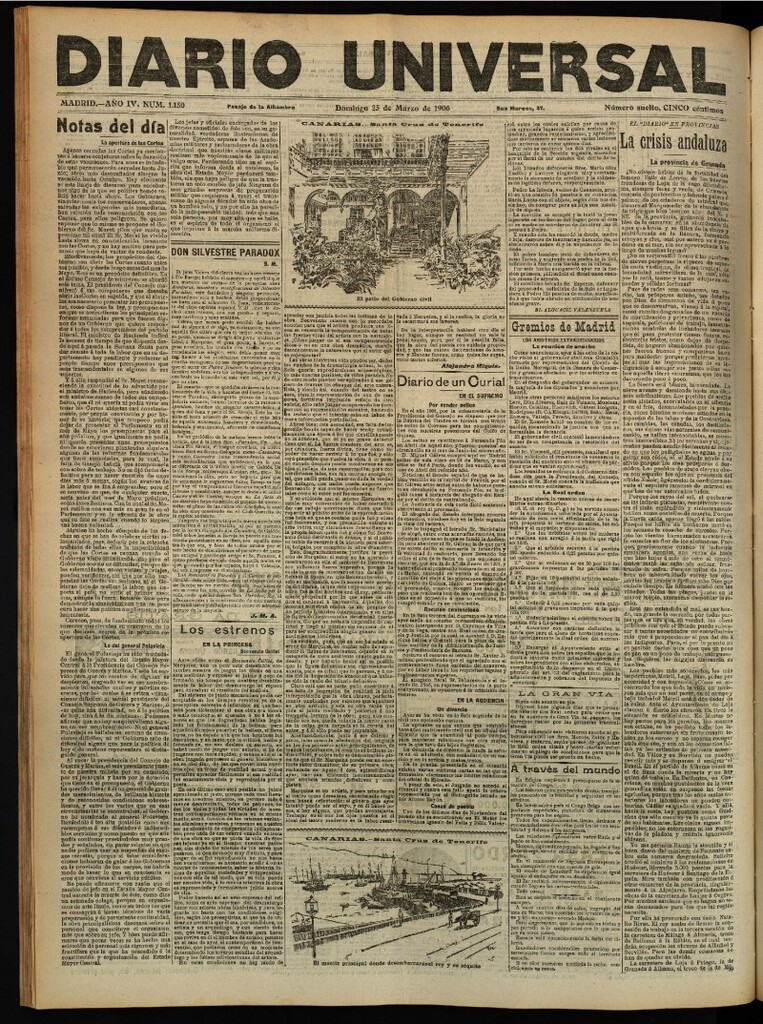 Miniatura de Diario Universal del 25 de marzo de 1906, edición de tarde