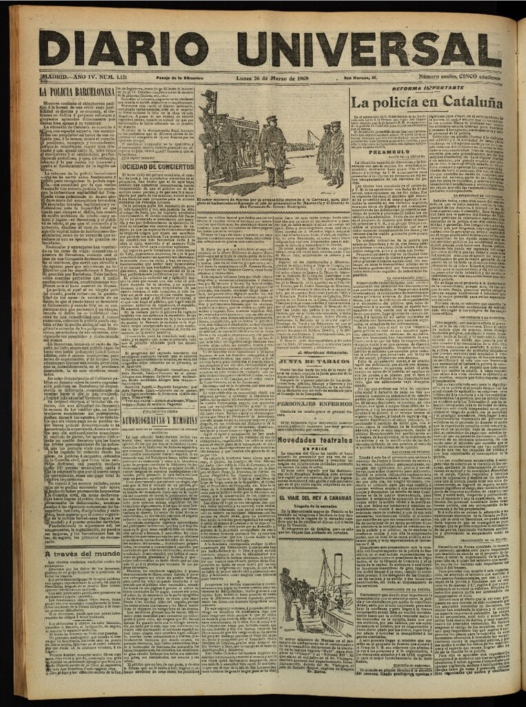 Miniatura de Diario Universal del 26 de marzo de 1906, edición de tarde