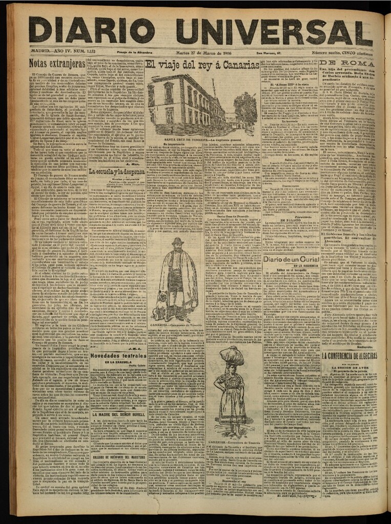 Miniatura de Diario Universal del 27 de marzo de 1906, edición de tarde