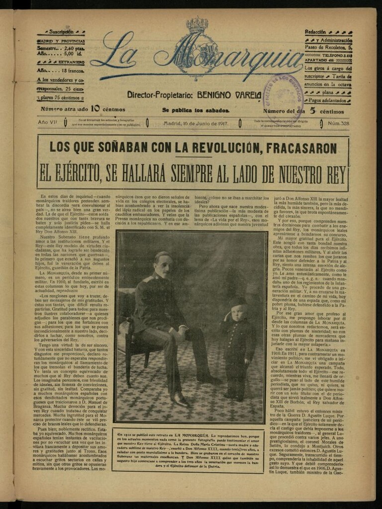 Miniatura de La Monarquía del 16 de junio de 1917, nº 328