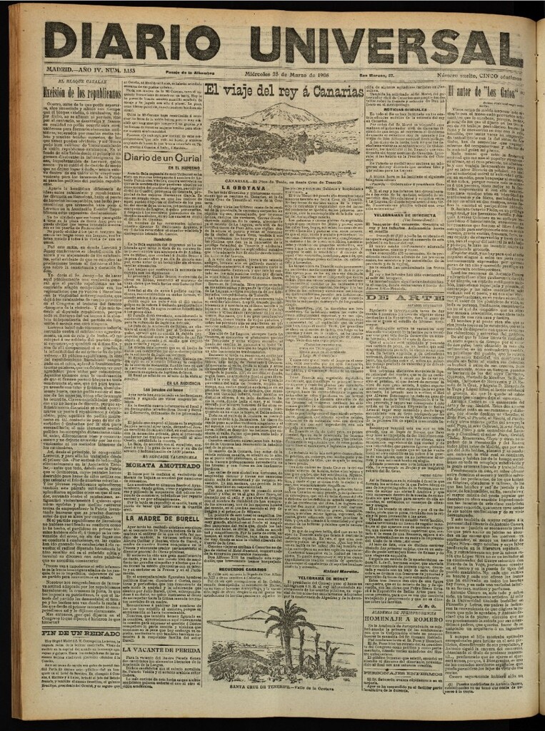 Miniatura de Diario Universal del 28 de marzo de 1906, edición de tarde