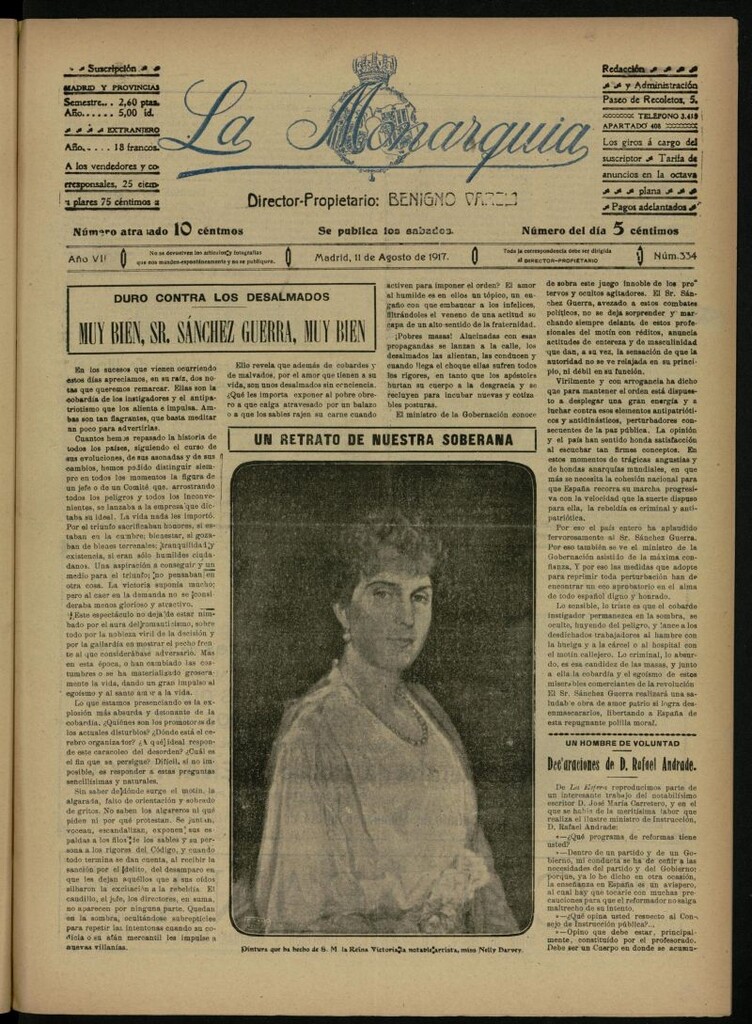 Miniatura de La Monarquía del 11 de agosto de 1917, nº 334 [sic]
