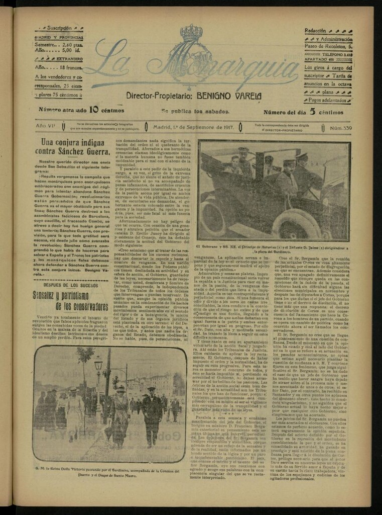Miniatura de La Monarquía del 1 de septiembre de 1917, nº 339