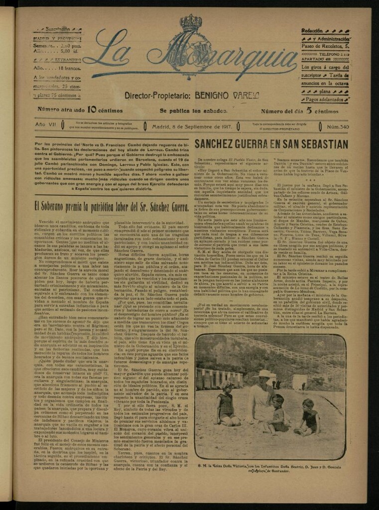 Miniatura de La Monarquía del 8 de septiembre de 1917, nº 340