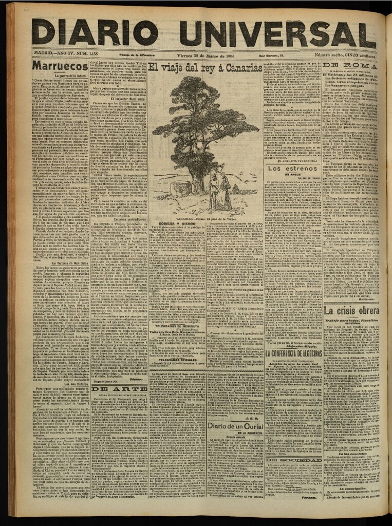 Miniatura de Diario Universal del 30 de marzo de 1906, edición de tarde