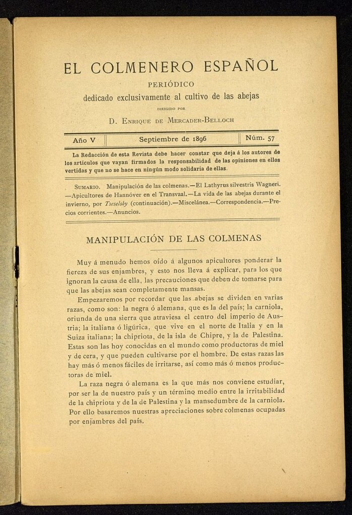 Miniatura de El Colmenero Español de septiembre de 1896