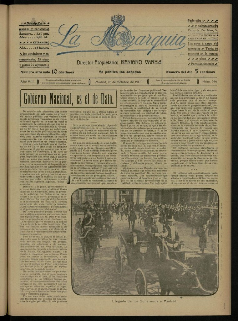 Miniatura de La Monarquía del 20 de octubre de 1917, nº 346