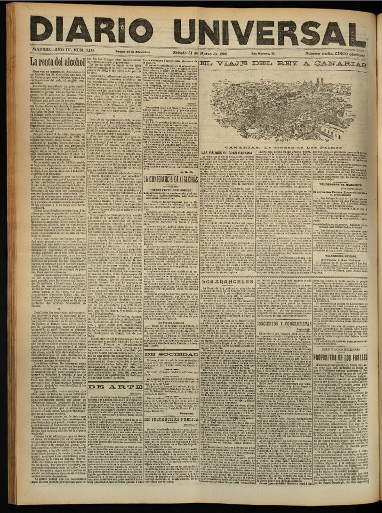 Miniatura de Diario Universal del 31 de marzo de 1906, edición de tarde
