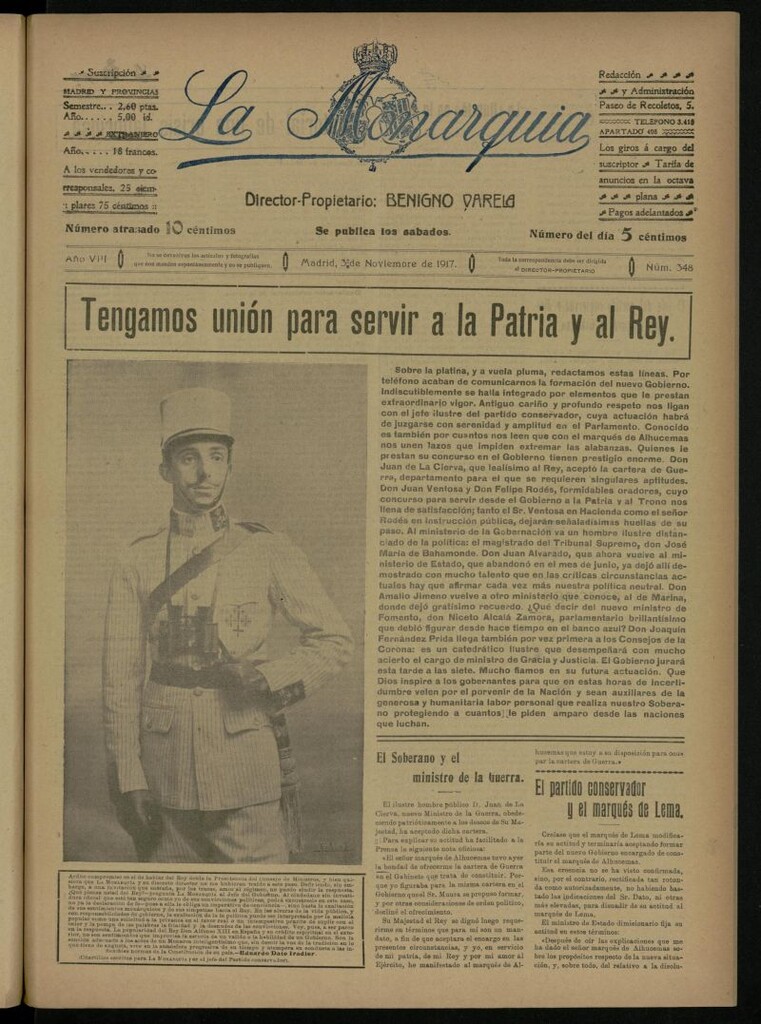 Miniatura de La Monarquía del 3 de noviembre de 1917, nº 348
