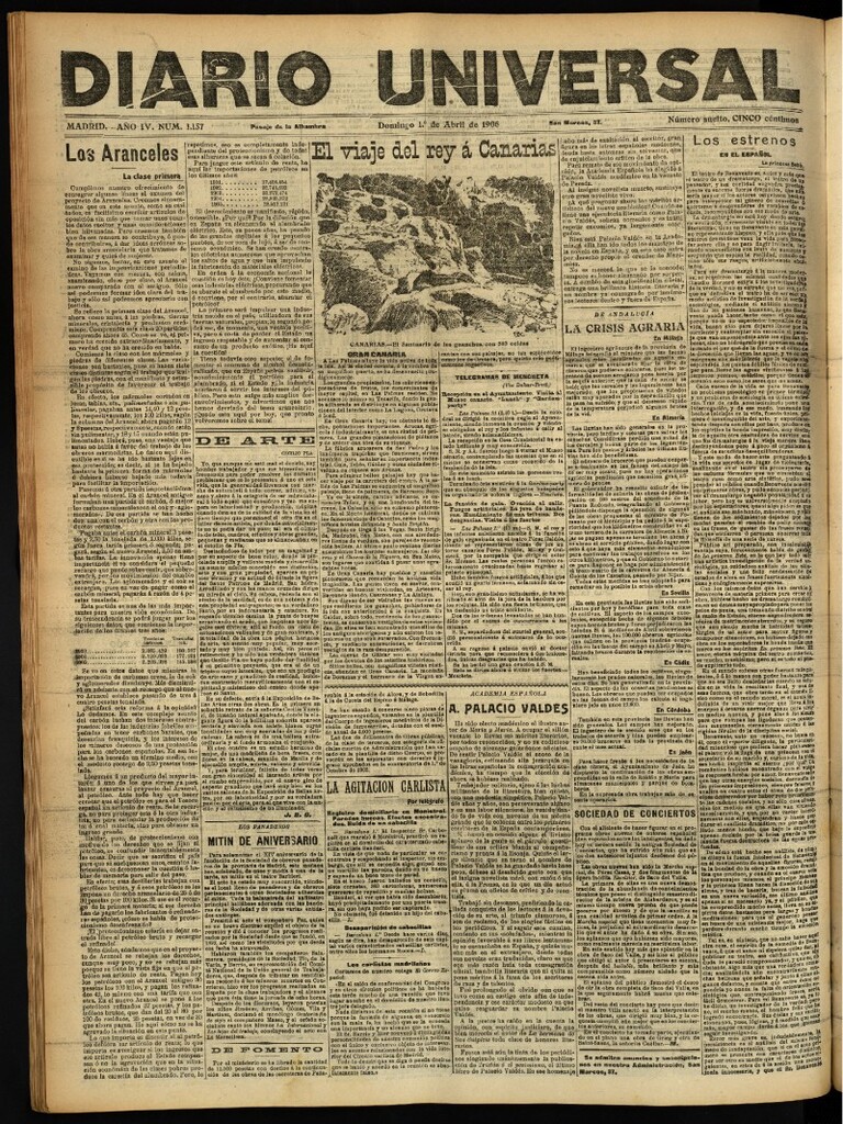 Miniatura de Diario Universal del 1 de abril de 1906, edición de noche