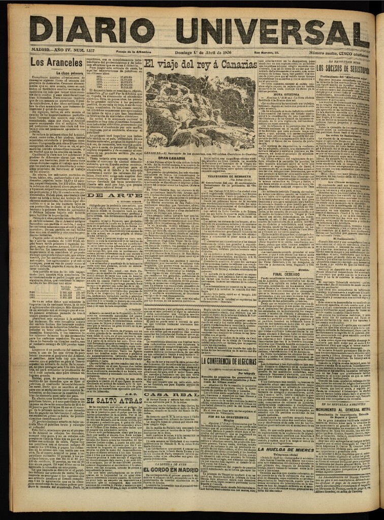 Miniatura de Diario Universal del 1 de abril de 1906, edición de tarde