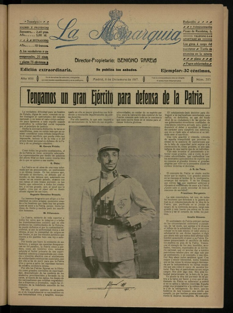 Miniatura de La Monarquía del 8 de diciembre de 1917, nº 353