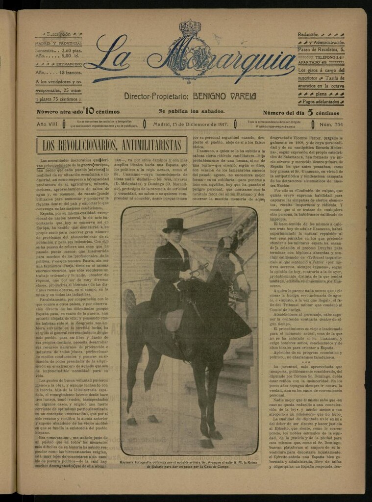 Miniatura de La Monarquía del 15 de diciembre de 1917, nº 354