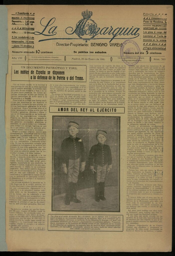 Miniatura de La Monarquía del 26 de enero de 1918, nº 360
