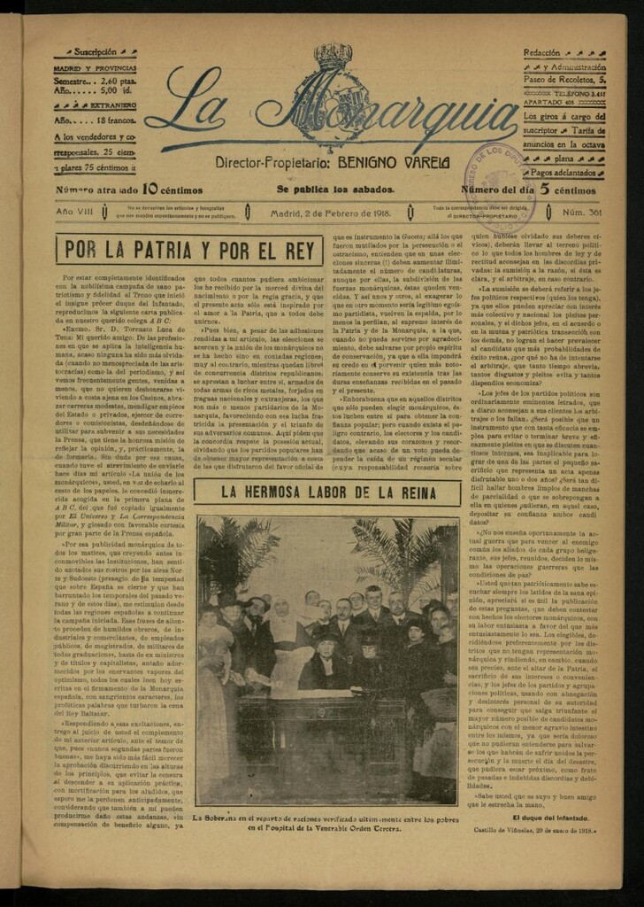 Miniatura de La Monarquía del 2 de febrero de 1918, nº 361