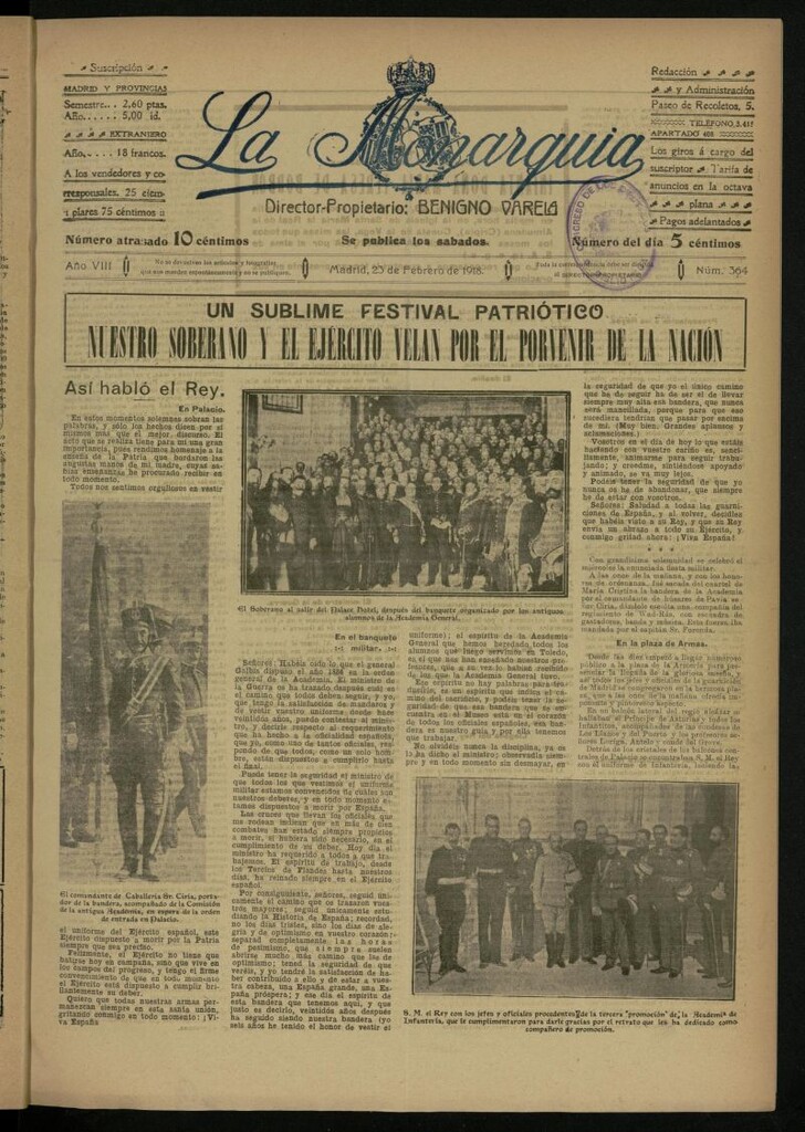 Miniatura de La Monarquía del 23 de febrero de 1918, nº 364