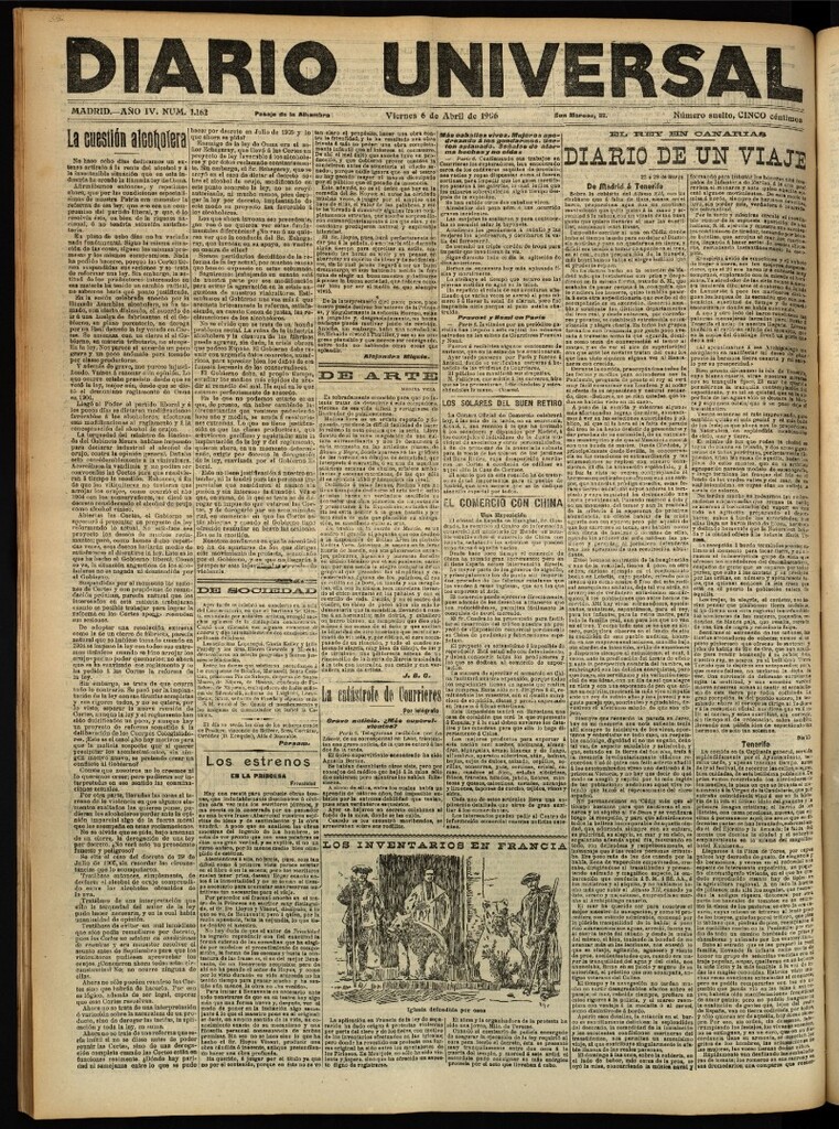 Miniatura de Diario Universal del 6 de abril de 1906, edición de tarde
