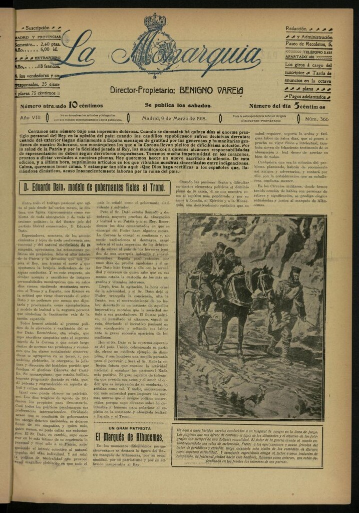 Miniatura de La Monarquía del 9 de marzo de 1918, nº 366
