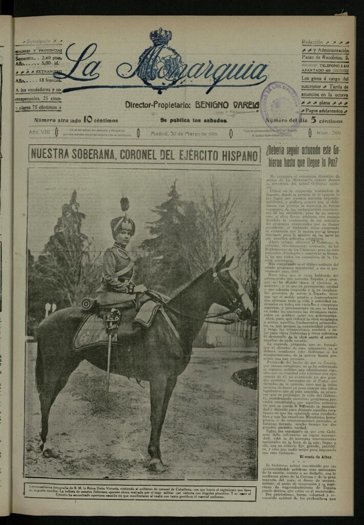 Miniatura de La Monarquía del 30 de marzo de 1918, nº 369